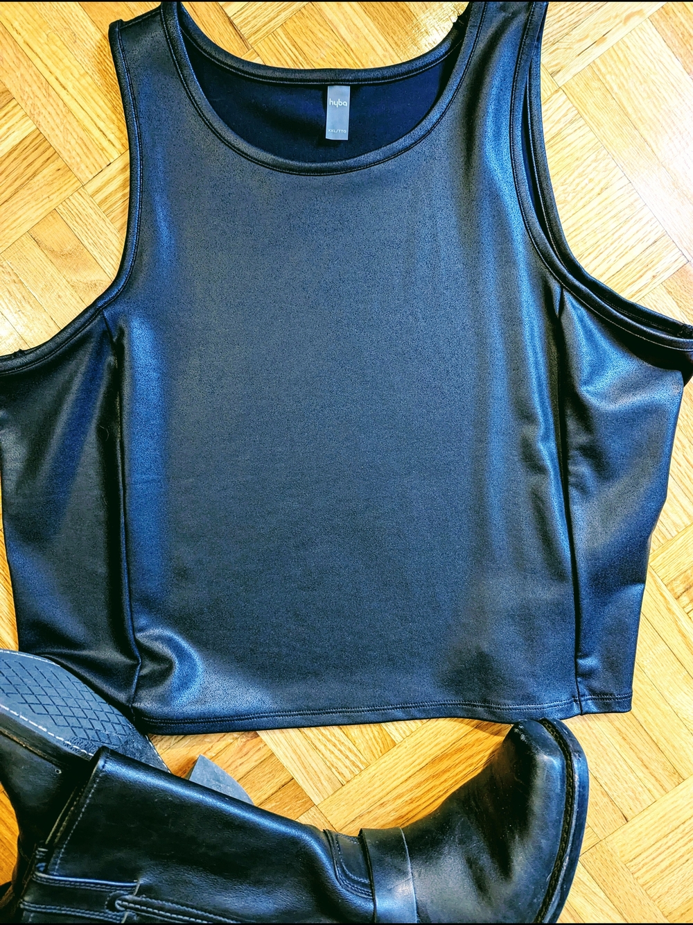 Hyba Faux Leather Tank XXL Black Stretch Tailored Look